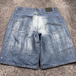 VTG Baggy Denim‎ Shorts Men's 40 (Fits 37) Y2K Qruel Skater Faded 13.5" OPENING